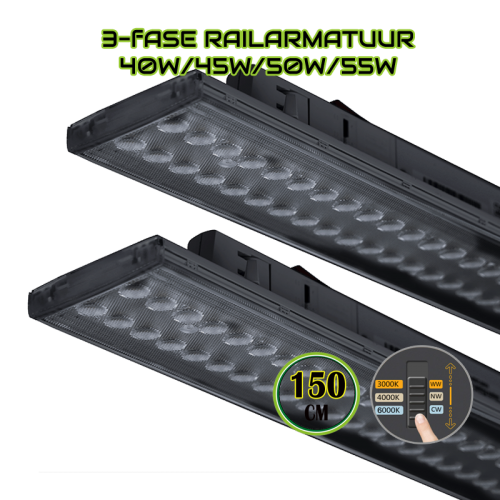 3-FASE RAILARMATUUR150CM ZWART CCT-SWITCH - 10501-3-fase railarmatuur 150cm